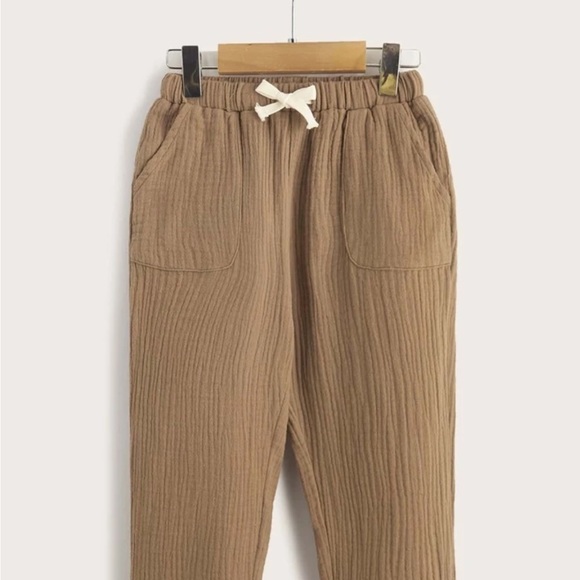 Boys Knot Waist Slant Pocket Textured Pants - Picture 4 of 4